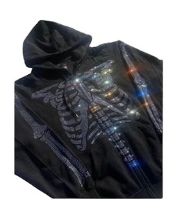Sudaderas con capucha para hombre, ropa personalizada unisex de talla grande, sudaderas con diseño de diamantes de imitación, estilo informal para todos los adultos, venta al por mayor - Product Image 3