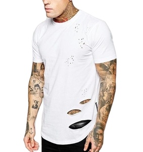 Camiseta al por mayor personalizada con estampado desgastado y lavado ácido para hombre, de algodón 100% de alto gramaje, diseño vintage liso con cuello redondo y características ligeras. - Product Image 1