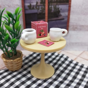 1/12 Scale <b>Plastic</b> Dollhouse Round <b>Table</b> with Modern Pedestal Design DIY Decor for Miniature Homes - Product Image 5