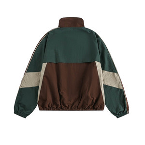 Mens Color Block Track Jacket Stand Collar Full <b>Zip</b> Vintage Windbreaker Custom Logo Lightweight Outdoor Sportswear Activewear - Product Image 2