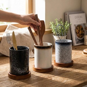 Refined Stoneware Ceramic <b>Utensil</b> <b>Holder</b> Speckled Reactive Glaze High Fired Thick Durable Heat Resistant <b>Kitchen</b> <b>utensil</b> <b>holder</b> - Product Image 3