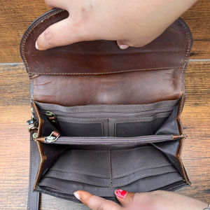 Wholesale Price Stock Lot of <b>Ladies</b> Hand Tooled Leather Fringe Shoulder Handbag & Genuine Cowhide Leather Wristlet Clutch Wallet - Product Image 5