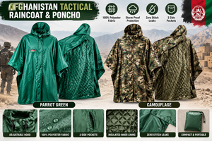 Fabricante al por mayor de impermeables vintage de poliéster/rayón con cuello en V, diseño personalizado, para uso de seguridad, uniforme táctico para exteriores, poncho, válido según ISO. - Product Image 3