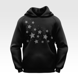 Sweat-shirt à capuche noir pour homme, imprimé étoiles scintillantes, pull décontracté, coupe régulière, vêtements d'automne - Product Image 6