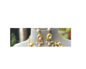 Ensemble de bijoux classiques plaqués or avec collier de perles d'imitation et boucles d'oreilles pour femme, style ethnique, cadeau de mariage, tenue de soirée - Product Image 2