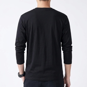Premium Soft Cotton <b>Long</b> Sleeve Loose Fit Men's <b>T</b> <b>Shirt</b> Comfortable Breathable Formal Everyday Clothing Factory OEM - Product Image 5