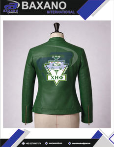 Chaqueta de cuero verde premium Chi Eta Phi CEPhi Sorority con letras griegas para miembros de hermandades y fraternidades, chaqueta para mujer - Product Image 5