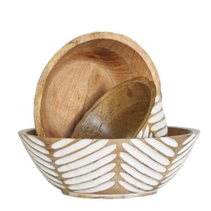 Bol en bois fait main, sculpté à la main, grand bol à salade pour la maison, vaisselle en bois avec options de logo personnalisé à bon prix - Product Image 5