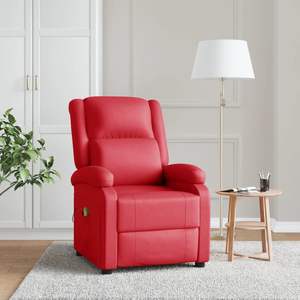 Fauteuil de massage en similicuir rouge avec structure en métal et mousse confortable et relaxante - Product Image 1