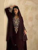 AWAIS HOUSE Dubaï Kaftan de fête ethnique musulman islamique en velours léger à sequins, grande taille, mode féminine, longueur ras du sol, col montant