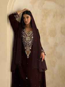 AWAIS HOUSE Dubaï – Nouvelle Abaya Jubbah de Soirée Légère en Velours Riche et Pailleté pour Femme, Longueur Ras du Sol, Grande Taille - Product Image 5