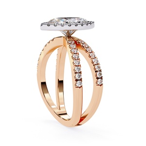 Anillo de Diamante Cultivado en Laboratorio de Corte Marquesa de 1 Quilate de Calidad Única con Piedras Laterales Redondas, Joyería Fina de Oro Sólido de 14K para Compromiso - Product Image 1