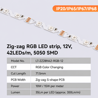 Bande lumineuse LED en cuivre SMD5050 RGB pleine couleur, DC 24V/12V, changement de couleur, forme en S, zigzag, 5M, découpable, IP65, étanche, contrôle par application