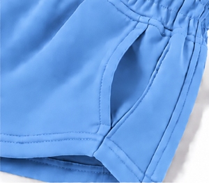 Shorts de Punto Azules para Mujer, Marca Index Apparel, con Cintura Elástica y Bolsillos, Estilo Deportivo Casual - Product Image 3