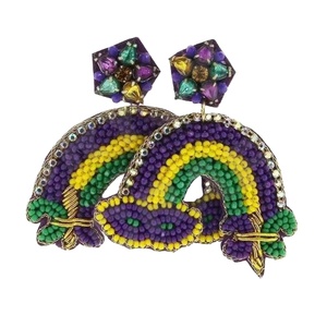 Mardi glass Parties Special Fashion Dangle Earrings New Arrival Cross-Border Handmade <b>Beads</b> Sweet Sequins Trendy Creative - Product Image 1