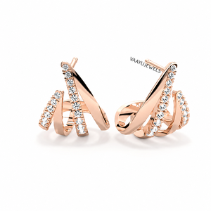 ต่างหูเพชรทรงริบบิ้นทันสมัยสำหรับผู้หญิง ทอง 10K 14K 18K เงิน 925 935 - Product Image 2