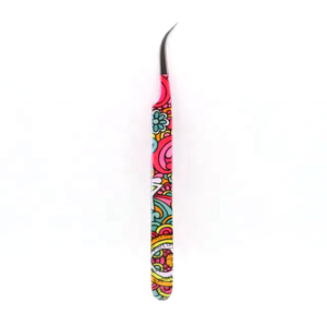 Pince à épiler pour extensions de cils de haute qualité, courbée à 75 degrés, couleur or rose, avec logo personnalisé - Product Image 1