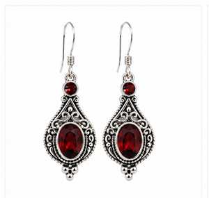 <b>Red</b> Garnet Sterling Silver Dangle <b>Earrings</b> – 925 Silver <b>Red</b> Gemstone Drop <b>Earrings</b> - Product Image 3