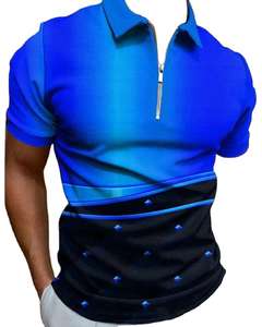 Polo de Hombre con Cierre de Cremallera, Estampado Geométrico y Animal, Colección Deportiva 2026, Corte Atlético, Estampado de Leopardo y Cuadros, con Tachuelas, Ropa Deportiva HD - Product Image 4