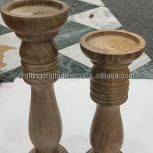 Handcrafted Eco-Friendly Wooden Pillar <b>Candle</b> Stand Set for Christmas & Easter Living Room Decor Made India Size 6 <b>Bulk</b> Supply - Product Image 5