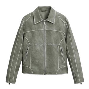 Chaqueta de Cuero Vacuno 100% Personalizada para Hombre, de Alta Calidad, Resistente al Agua, Transpirable, con Cuello Alto Delgado, para Invierno - Product Image 3