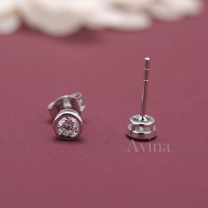 IGI Certified Lab Grown Diamond Bezel <b>Set</b> Round Stud Earrings 18K White / Yellow & Rose Gold Minimalist Diamond Earrings - Product Image 4