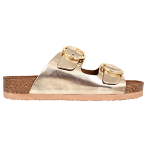 Sandalias de Plataforma de Cuero Genuino Dorado con Cierre de Hebilla, Punta Abierta, Suela de EVA, Ligeras, a la Moda, para Todas las Temporadas - Product Image 2