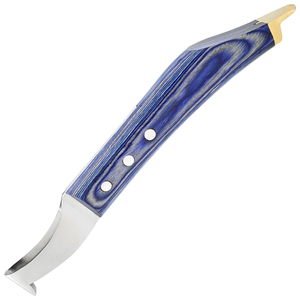 Couteau à sabots équin professionnel, lame incurvée en acier inoxydable, manche en bois bleu, OEM ODM, couteau vétérinaire professionnel - Product Image 2