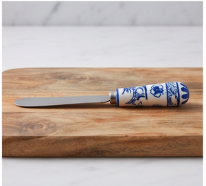 Ensemble de 4 couteaux à fromage en céramique bleue à motifs floraux, avec manche en acier inoxydable, pour la cuisine et la maison - Product Image 4