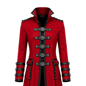 Última Colección: Gabardina Victoriana Gótica Roja para Hombre con Hebillas, Estilo Steampunk, para Halloween, Cosplay y Moda Alternativa - Product Image 5