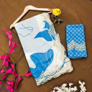 Vestido de noche con estampado digital floral de diseñador-Beautiful Party Wear Saree - Product Image 3