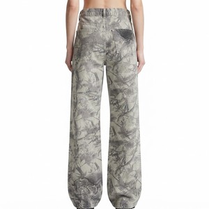 Vaqueros anchos de camuflaje forestal de tiro bajo con estampado de árboles, pantalones de mezclilla de moda urbana, ropa OEM ODM - Product Image 3