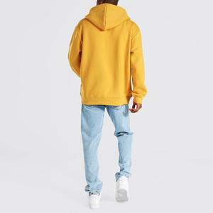 Sweat-shirt à capuche jaune pour homme, coupe ample, manches classiques, couleur unie, décontracté, en molleton 100% coton, vêtement d'hiver, poche brodée - Product Image 1