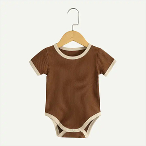 Body de Bebé Personalizado con Rayas, Transpirable, Suave, con Cierre de Dos Vías, de Algodón Acordonado, Manga Corta, Servicio OEM - Product Image 2