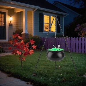 Halloween Witch Cauldron Set Metal Tripod with Skeleton & 2 <b>String</b> <b>Lights</b> Easy Indoor or <b>Outdoor</b> Installation Decorations - Product Image 2