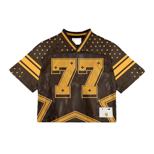 Maillot de football américain personnalisé unisexe à col en V, manches courtes, en mesh respirant, imprimé par sublimation, uniforme d'équipe - Product Image 5