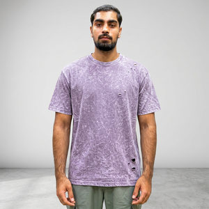 Camiseta de Manga Corta con Cuello Redondo y Estampado Tie-Dye para Hombre, Corte Regular, Algodón Tejido, Estilo Casual Urbano de Color Sólido - Product Image 1