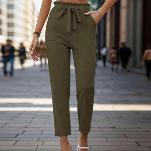 Woman's Trousers Drawstring High Waist Outdoor Casual Cargo Fitness <b>Pants</b> With Pockets Straight Leg Loose Straight Joggers - Product Image 2