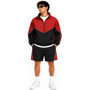Custom Nylon Tracksuit <b>Wind</b> <b>Breaker</b> Zip up Hoodie and Shorts Set Plain Windbreaker Short Set Men Windbreaker Tracksuit Set - Product Image 4