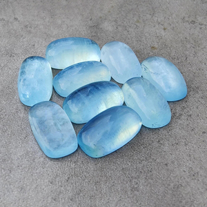 Natural Aqua Milky Cabochon Big <b>Cushion</b> Shape Calibrated, Flat Back Loose Gemstone All Wholesale Third - Product Image 2