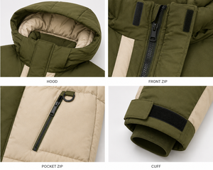 Chaqueta Acolchada con Capucha para Hombre, Diseño Color Block, Cortavientos, de Poliéster, para Invierno, Estilo Casual con Cierre de Cremallera y Bolsillos - Product Image 4