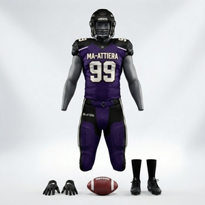 Custom Purple Black American Football Jersey Set <b>Padded</b> Football <b>Pants</b> Team Uniform Number 99 OEM ODM Wholesale Sportswear - Product Image 1