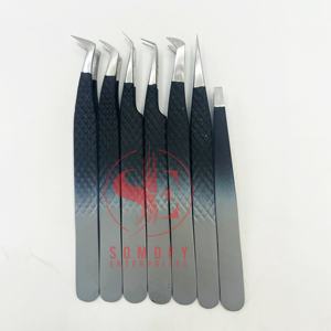 Pinces à cils Somofy Enterprises OEM les plus vendues, durables, grises mates, en acier inoxydable japonais solide - Product Image 5