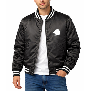 Chaqueta Varsity Ligera de Satén, Chaqueta de Invierno, Ropa de Calle Elegante, Chaqueta Varsity de Satén - Product Image 3