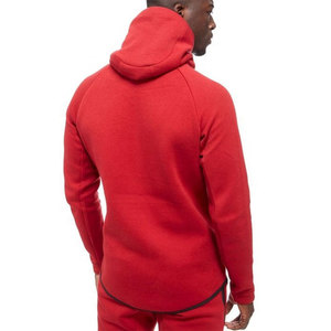 Ensemble de survêtement rouge à capuche pour homme, coupe régulière, manches longues, avec fermeture éclair et poches latérales, idéal pour l'automne - Product Image 2