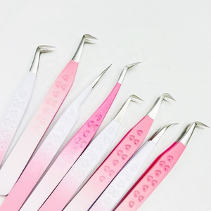 Pince à cils à pointe fine en acier inoxydable rose pour extensions de cils, outil professionnel d'extension de cils - Product Image 1