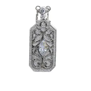 Élégant à la recherche de marquise et de diamant rond vers 1910 Art déco Cocktail Vintage Style ouvrable Antique médaillon pendentif pour les femmes