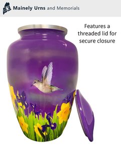 Mystic Hummingbird Adult <b>Urn</b> for Ashes 200 Cubic Inch Capacity Cremation <b>Urn</b> <b>Large</b> Metal <b>Urn</b> for Human Ashes - Product Image 2
