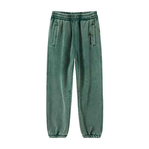 Daizen Star Men's Dark Green Cotton Sweatpants Elastic Waist Side Pockets Casual Joggers Midweight Autumn Wear Solid - Product Image 1