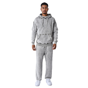 Conjunto Deportivo de Lujo para Hombre, Lavado Ácido, Algodón Grueso, Estilo Urbano, con Logotipo Bordado Personalizado, Servicio de Venta al Por Mayor OEM - Product Image 1